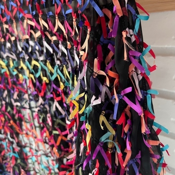 VINTAGE  Oscar de la Renta RARE 80s Sheer Black Bow Jacket Cardigan, Large - Picture 10 of 15